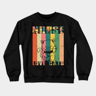 Nurse Who Loves Cats Retro Sunset Crewneck Sweatshirt